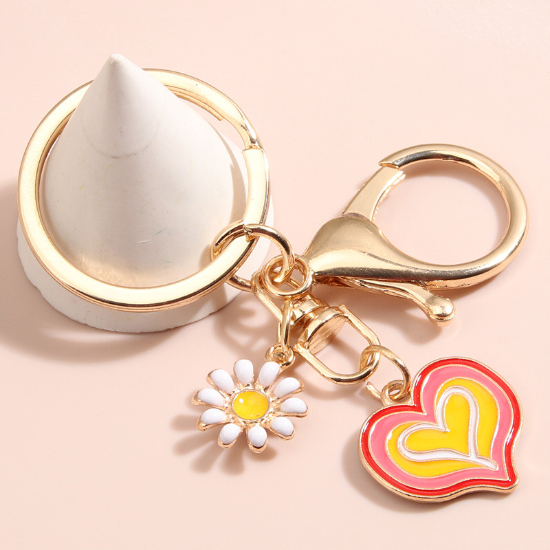 Breloc drăguț emailat, inimă, flori, breloc, breloc cu dragoste, pentru femei, fete, geantă, pandantiv, accesoriu, bijuterii, cadouri de prietenie