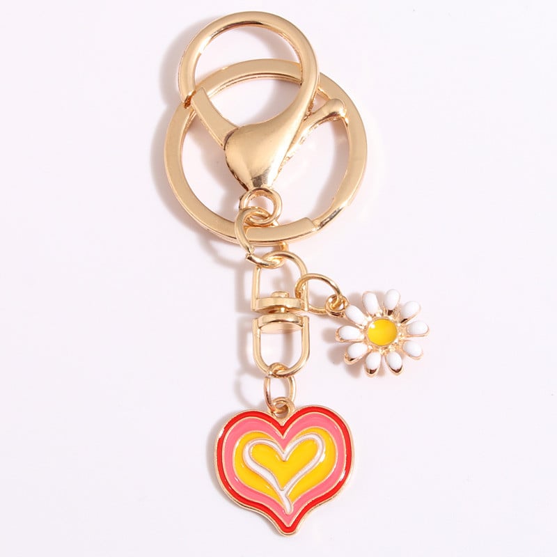 Breloc drăguț emailat, inimă, flori, breloc, breloc cu dragoste, pentru femei, fete, geantă, pandantiv, accesoriu, bijuterii, cadouri de prietenie