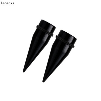 Leosoxs, de înaltă calitate, negru, dimensiune mare, ureche ascuțită, cu piercing acrilic, expansor pentru ureche, expansor pentru ureche, 18-25 mm