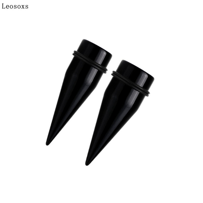 Leosoxs, de înaltă calitate, negru, dimensiune mare, ureche ascuțită, cu piercing acrilic, expansor pentru ureche, expansor pentru ureche, 18-25 mm