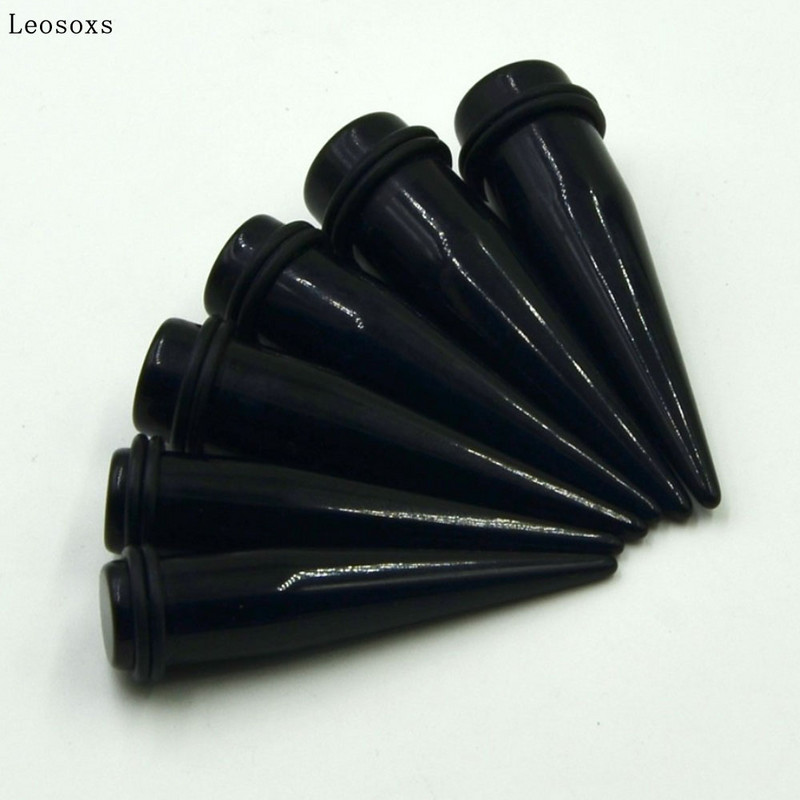 Leosoxs, de înaltă calitate, negru, dimensiune mare, ureche ascuțită, cu piercing acrilic, expansor pentru ureche, expansor pentru ureche, 18-25 mm