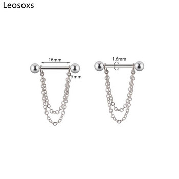Leosoxs 1 чифт верижка от неръждаема стомана, заострен конус, млечен пръстен, 14 g, висяща верига, стоманена топка, нишка, бижута за пиърсинг