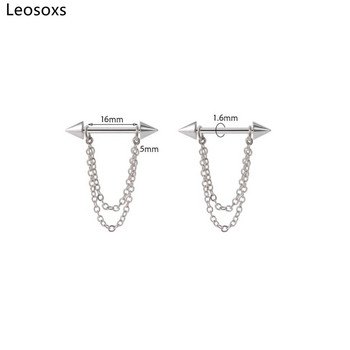 Leosoxs 1 чифт верижка от неръждаема стомана, заострен конус, млечен пръстен, 14 g, висяща верига, стоманена топка, нишка, бижута за пиърсинг
