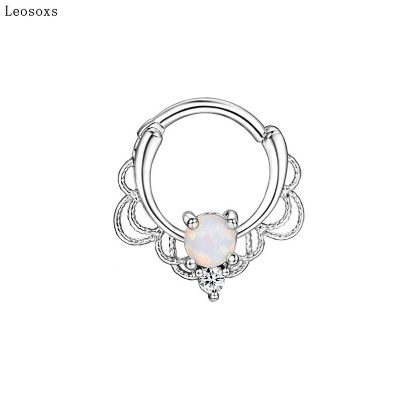 Leosoxs 1 bucată, la vânzare la cald, non-alergic, din oțel inoxidabil, inel strălucitor pentru nas, bijuterii pentru piercing-uri pentru unghii.