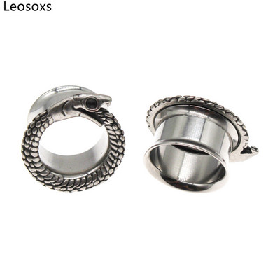 Leosox 1 pár rozsdamentes acél kígyó fülcsatornák hordágyak testpiercing divat ékszerek fülbevaló dugók mérők tágítók 6-25 mm