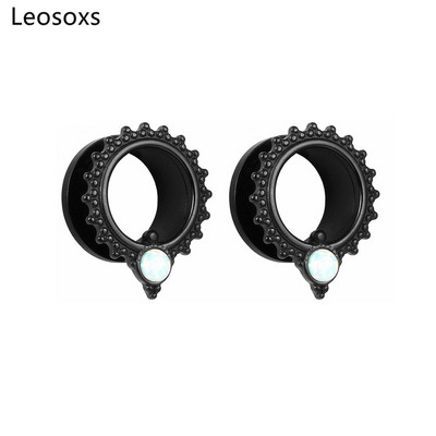 Leosoxs 1 pereche de dopuri de urechi din oțel inoxidabil, tuneluri de urechi opale, design cu șuruburi, bijuterii pentru piercing pentru corp pentru femei și bărbați