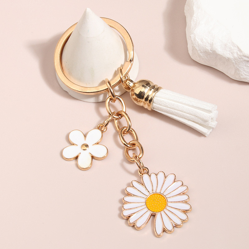 Breloc drăguț emailat floarea soarelui cu ciucuri Breloc cu flori Brelocuri cu flori Cadouri de prietenie pentru femei, fete, accesoriu pentru geantă, bijuterii DIY