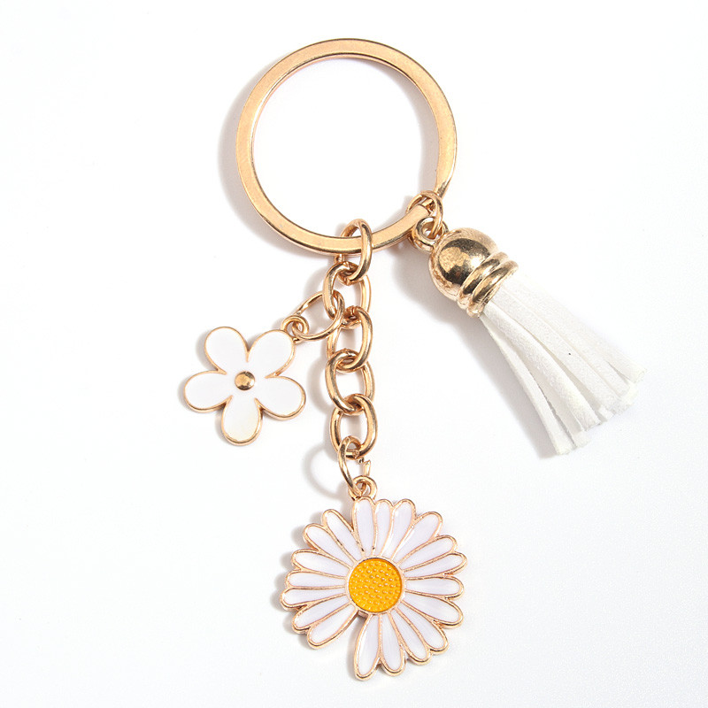 Breloc drăguț emailat floarea soarelui cu ciucuri Breloc cu flori Brelocuri cu flori Cadouri de prietenie pentru femei, fete, accesoriu pentru geantă, bijuterii DIY