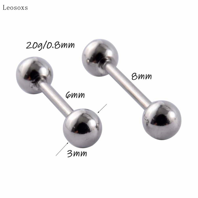 Leosoxs 4 bucăți exploziv personalitate din oțel inoxidabil ac fin oțel bile de oțel piercing oase bijuterii