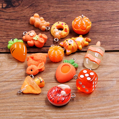 10 tk 8 värvi segu puuviljad loomad lilled sõel vaik kõrvarõngas võlusid isetegemine võtmehoidja käevõrud ripats ehete valmistamiseks