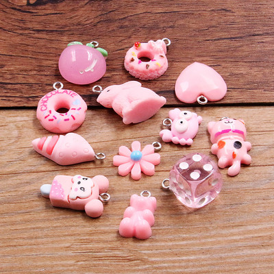 10 tk 8 värvi segu puuviljad loomad lilled sõel vaik kõrvarõngas võlusid isetegemine võtmehoidja käevõrud ripats ehete valmistamiseks