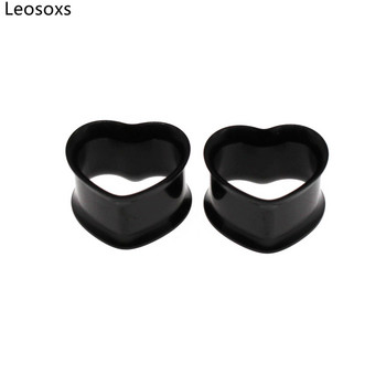 Leosoxs 1 чифт 316L неръждаема стомана Love Shape Hollow Ear Expansion Body Piercing Тапи за уши Tunnles Обеци 8-30 mm