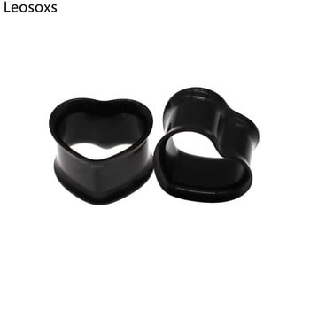 Leosoxs 1 чифт 316L неръждаема стомана Love Shape Hollow Ear Expansion Body Piercing Тапи за уши Tunnles Обеци 8-30 mm