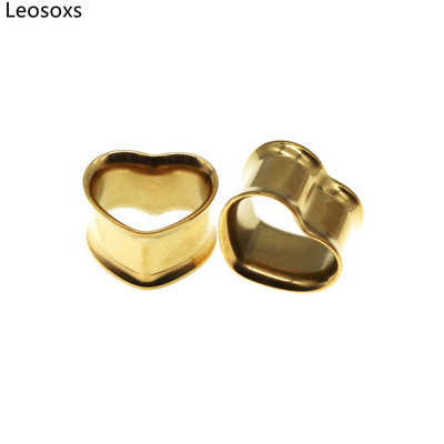 Leosoxs 1 pereche 316L din oțel inoxidabil Love Shape Hollow Ear Expansion Body Piercing Plugi pentru urechi Tunnles Cercei 8-30mm