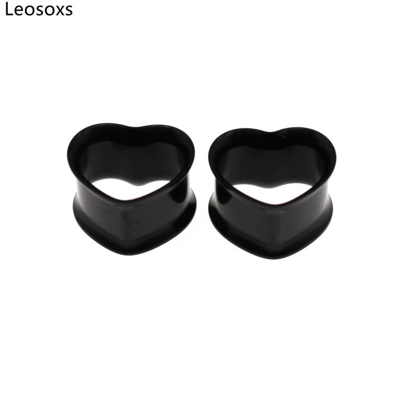 Leosoxs 1 pereche 316L din oțel inoxidabil Love Shape Hollow Ear Expansion Body Piercing Plugi pentru urechi Tunnles Cercei 8-30mm