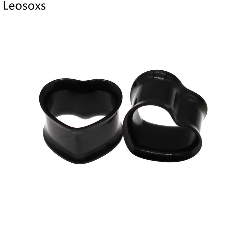 Leosoxs 1 pereche 316L din oțel inoxidabil Love Shape Hollow Ear Expansion Body Piercing Plugi pentru urechi Tunnles Cercei 8-30mm