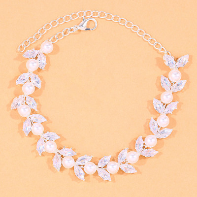 Stonefans, formă de frunză de lux, zirconiu, lanț de gleznă, bijuterii pentru femei, plajă de vară, cu toc înalt, gleznă, brățară, lanț de mărgele pentru picioare