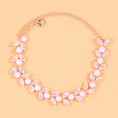 Stonefans, formă de frunză de lux, zirconiu, lanț de gleznă, bijuterii pentru femei, plajă de vară, cu toc înalt, gleznă, brățară, lanț de mărgele pentru picioare