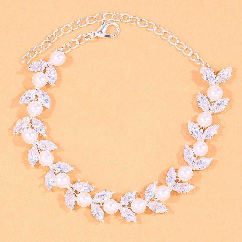 Stonefans, formă de frunză de lux, zirconiu, lanț de gleznă, bijuterii pentru femei, plajă de vară, cu toc înalt, gleznă, brățară, lanț de mărgele pentru picioare