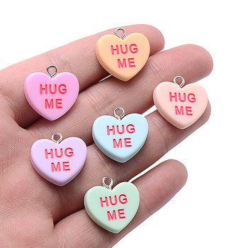 10Pcs 19mm SWEET HEART Charms BE MINE HUG ME Талисмани от смола за изработка на бижута Колиета Гривни Обеци Аксесоари Продажба на едро