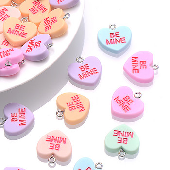 10Pcs 19mm SWEET HEART Charms BE MINE HUG ME Талисмани от смола за изработка на бижута Колиета Гривни Обеци Аксесоари Продажба на едро