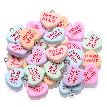 10Pcs 19mm SWEET HEART Charms BE MINE HUG ME Талисмани от смола за изработка на бижута Колиета Гривни Обеци Аксесоари Продажба на едро