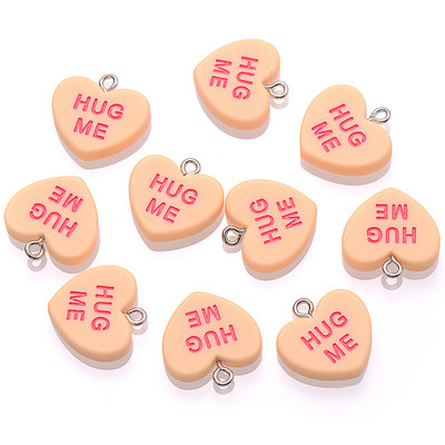 10 ks 19 mm SLADKÉ SRDIEČKO Prívesky BUĎ MOJE OBJÍM MA Živicové prívesky na výrobu šperkov Náhrdelníky Náramky Náušnice Príslušenstvo Veľkoobchod