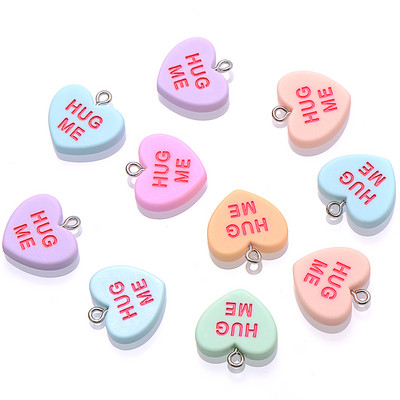 10 ks 19 mm SLADKÉ SRDIEČKO Prívesky BUĎ MOJE OBJÍM MA Živicové prívesky na výrobu šperkov Náhrdelníky Náramky Náušnice Príslušenstvo Veľkoobchod