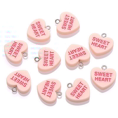 10 ks 19 mm SLADKÉ SRDIEČKO Prívesky BUĎ MOJE OBJÍM MA Živicové prívesky na výrobu šperkov Náhrdelníky Náramky Náušnice Príslušenstvo Veľkoobchod