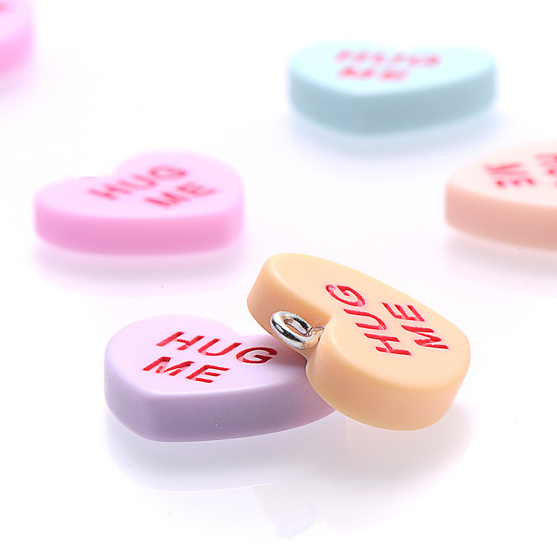 10 ks 19 mm SLADKÉ SRDIEČKO Prívesky BUĎ MOJE OBJÍM MA Živicové prívesky na výrobu šperkov Náhrdelníky Náramky Náušnice Príslušenstvo Veľkoobchod