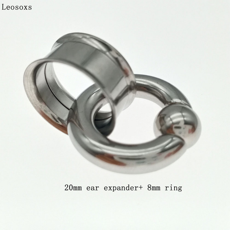 Leosoxs Oțel Chirurgical Ureche Carne Oțel Chirurgical Ureche Ureche Dimensiuni dublu evazate pentru urechi BCR Închidere cu bile Bijuterii inel pentru septul nasului