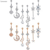 Leosoxs 6 buc. Bijuterii piercing cu inel pentru buric, cu zirconiu, din oțel inoxidabil