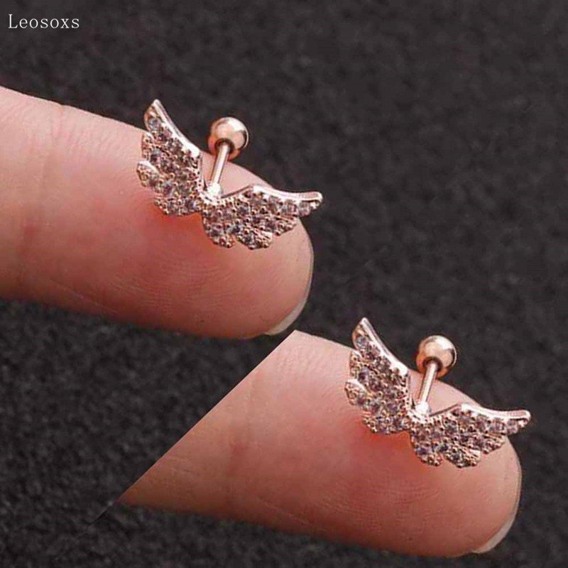 Leosoxs 2 buc. noi, aripi de înger dulce, cercei cu filet, bijuterii piercing rafinate