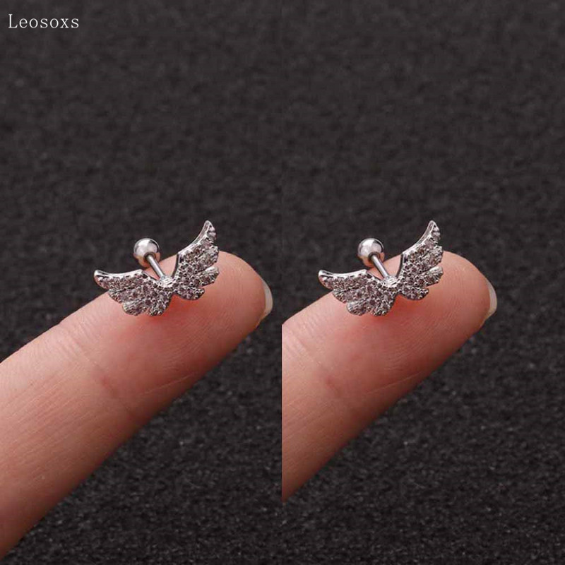 Leosoxs 2 buc. noi, aripi de înger dulce, cercei cu filet, bijuterii piercing rafinate