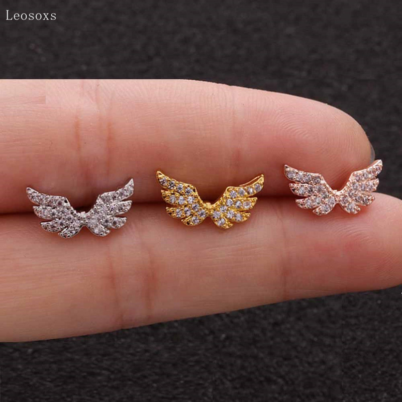 Leosoxs 2 buc. noi, aripi de înger dulce, cercei cu filet, bijuterii piercing rafinate