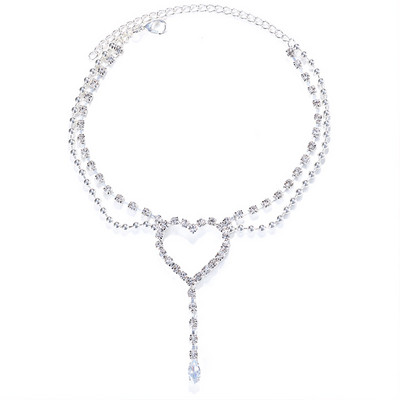 Stonefans Bohomia ciucuri gleznă cu inimă Lanț de picior cu stras pentru femei Lant de tenis cu două straturi Brățară de gleznă pe picior Bijuterii