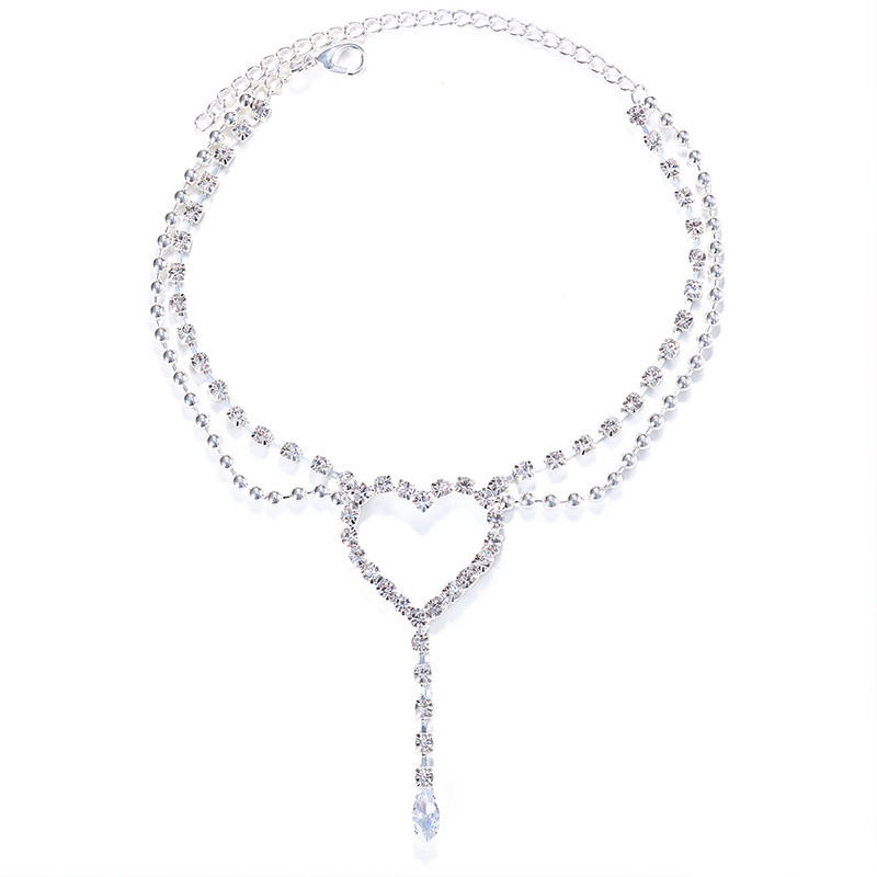 Stonefans Bohomia ciucuri gleznă cu inimă Lanț de picior cu stras pentru femei Lant de tenis cu două straturi Brățară de gleznă pe picior Bijuterii