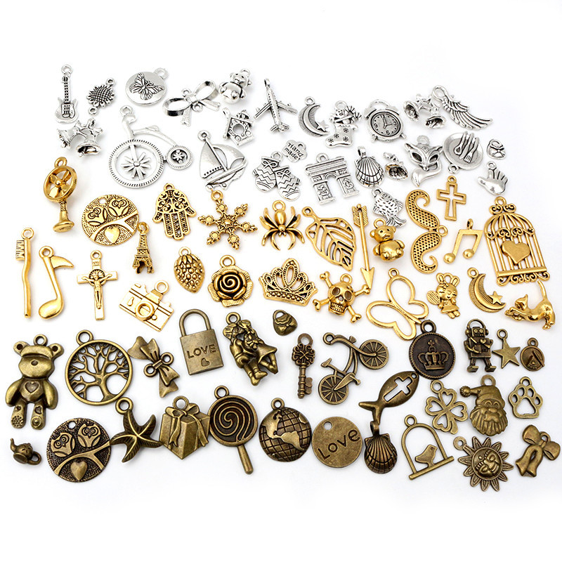 30 ks Zmiešané štýly Zvieracie srdce List Kvet Koruna Prívesky Prívesky DIY Šperky Nálezy pre náhrdelník Náramok Príslušenstvo