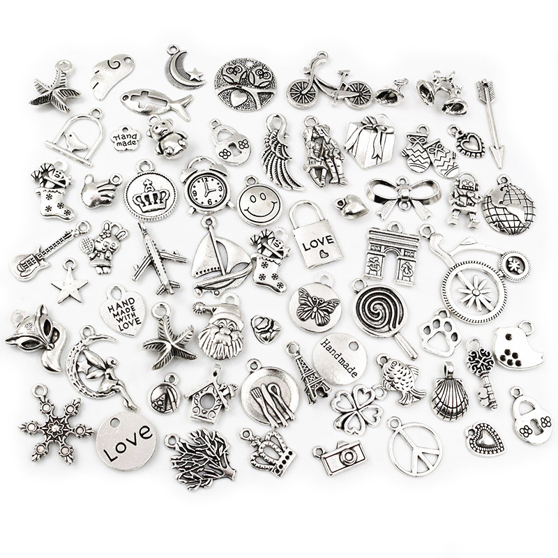 30 ks Zmiešané štýly Zvieracie srdce List Kvet Koruna Prívesky Prívesky DIY Šperky Nálezy pre náhrdelník Náramok Príslušenstvo