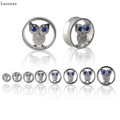 Piercingové šperky Leosoxs, 2 ks, duté kryštály sov, ušné meradlá, zátky, tunely, expandéry, naťahovače uší.