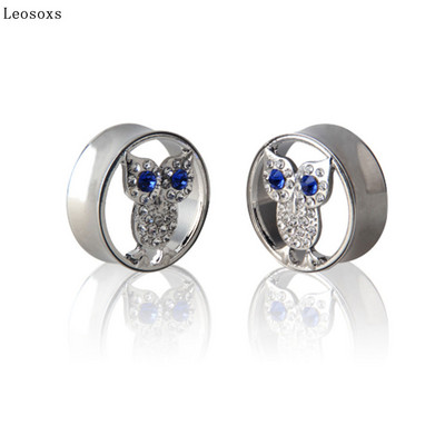 Piercingové šperky Leosoxs, 2 ks, duté kryštály sov, ušné meradlá, zátky, tunely, expandéry, naťahovače uší.