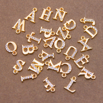 10/26 бр. 13*10 mm Алуминиеви инкрустирани кристали 26 Letter Charms Висулки за жени Колие, обеци, бижута, аксесоари модел