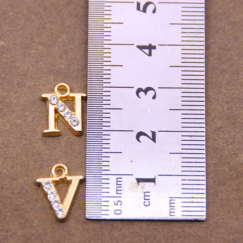 10/26 buc. 13*10 mm din aliaj incrustat strasuri 26 litere Brelocuri pandantive pentru femei colier cercei bijuterii accesorii model