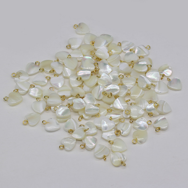 Pandantiv din coajă naturală, alb de sidef, în formă de inimă, farmece rafinate pentru realizarea de bijuterii, accesorii pentru colier, brățări, bricolaj