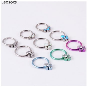 Leosoxs 1 бр. G23 Титаниев опал пръстен за нос Bcr Card Ball Nose Nail Steel Ball Nose Ring Пръстен за ушна кост Пръстен за нос за крак