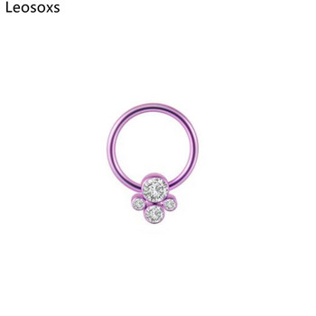 Leosoxs 1 бр. G23 Титаниев опал пръстен за нос Bcr Card Ball Nose Nail Steel Ball Nose Ring Пръстен за ушна кост Пръстен за нос за крак