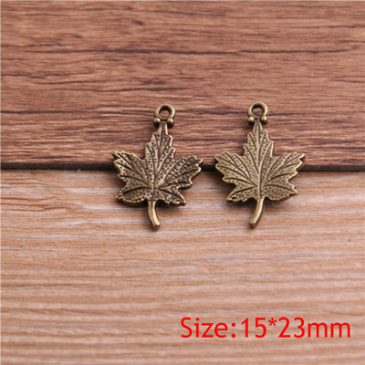 20 ks 15*23 mm starožitné 3-farebné zliatinové duté mini prívesky s listami stromov, vhodné pre DIY šperky s príveskom, rastlinou, náhrdelníkom a náramkom
