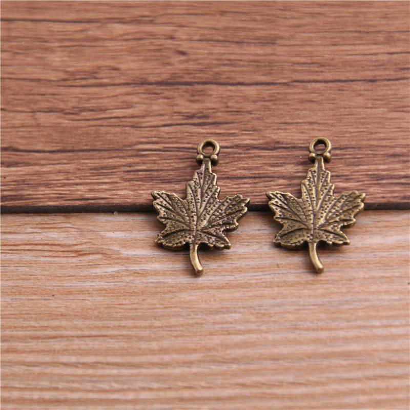 20 ks 15*23 mm starožitné 3-farebné zliatinové duté mini prívesky s listami stromov, vhodné pre DIY šperky s príveskom, rastlinou, náhrdelníkom a náramkom