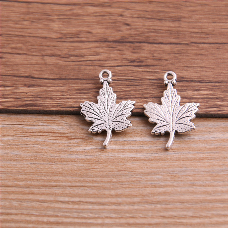 20 ks 15*23 mm starožitné 3-farebné zliatinové duté mini prívesky s listami stromov, vhodné pre DIY šperky s príveskom, rastlinou, náhrdelníkom a náramkom