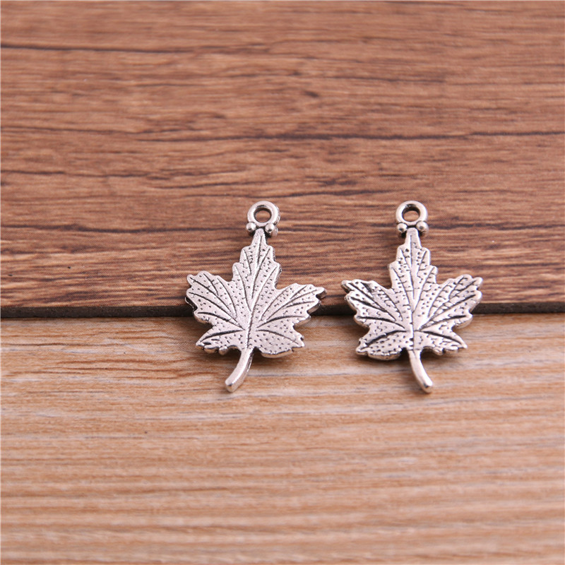 20 ks 15*23 mm starožitné 3-farebné zliatinové duté mini prívesky s listami stromov, vhodné pre DIY šperky s príveskom, rastlinou, náhrdelníkom a náramkom
